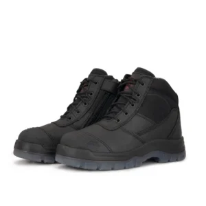 Rock Rooster Crisson Black 6 Inch Zip-Sided Steel Toe Leather Work Boots