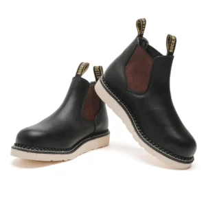 Rock Rooster Trinidad Men's 6 Inch Black Steel Toe Wedge Work Boots