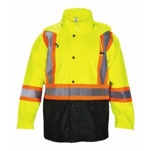 SAS Safety Corp Hi-Viz Class 2 Black Bottom Rain Jacket - Yellow