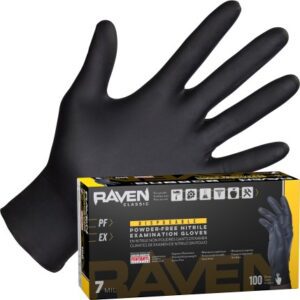 SAS Safety Corp Raven Powder-Free Exam Grade Nitrile Disposable Gloves - 7mil - 100PK