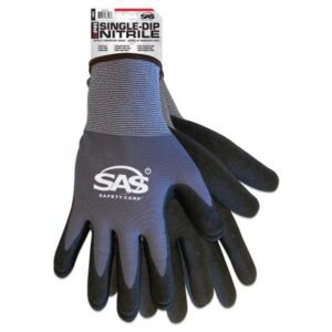 SAS Safety Corp Single Dip Sandy Nitrile Coated Palm Gloves