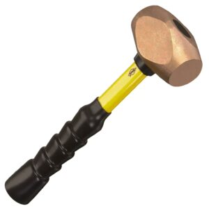 NUPLA® 4 lb Non-Sparking Brass Hammer with 12 in Classic Fiberglass Handle