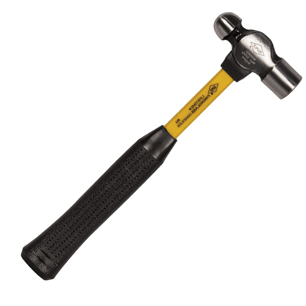Nupla 12oz Ball Pein Hammer with 12in Fiberglass Handle, Non-Slip Cush-N-Grip and HEat Treated Carbon Steel Head