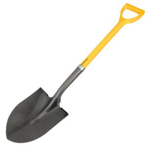 NUPLA® Round Point Shovel with Heavy-Duty 14 Gauge Hollow Back Steel Blade and 27 in ERGO POWER® Fiberglass Handle