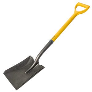 NUPLA® Square Point Shovel with Heavy-Duty 14 Gauge Hollow Back Steel Blade and 27 in ERGO POWER® Fiberglass Handle