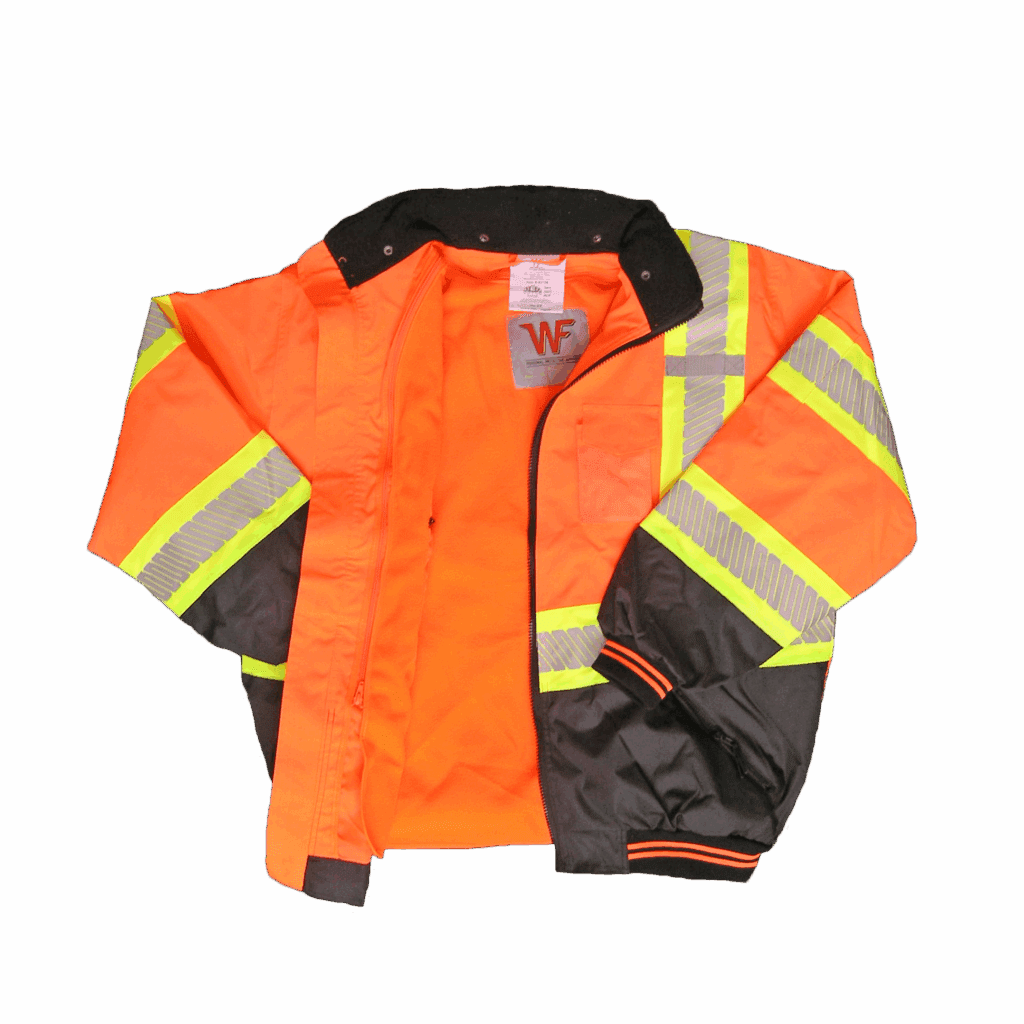 Work Force Inc. Designer Orange Bomber Jacket With Fleece Liner