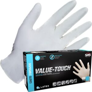 SAS Safety Corp Value-Touch® Powdered Latex Disposable Gloves - 5 Mil - 100PK
