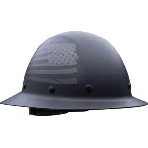 PIP® Wolfjaw™ Full Brim Smooth Dome Hard Hat with Fiberglass Resin Shell, Graphic USA Flag Design, 8-Point Riveted Textile Suspension and Wheel-Ratchet Adjustment