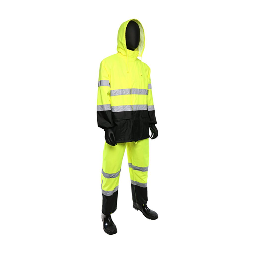 PIP ANSI Type R Class 3 FR Treated Two-Piece Rain Suit with Black Bottom