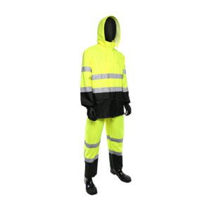 PIP ANSI Type R Class 3 FR Treated Two-Piece Rain Suit with Black Bottom