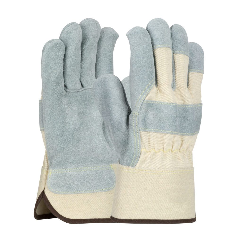 PIP® Superior Grade Split Cowhide Leather Palm Glove with Canvas Back - Washable Duck Safety Cuff