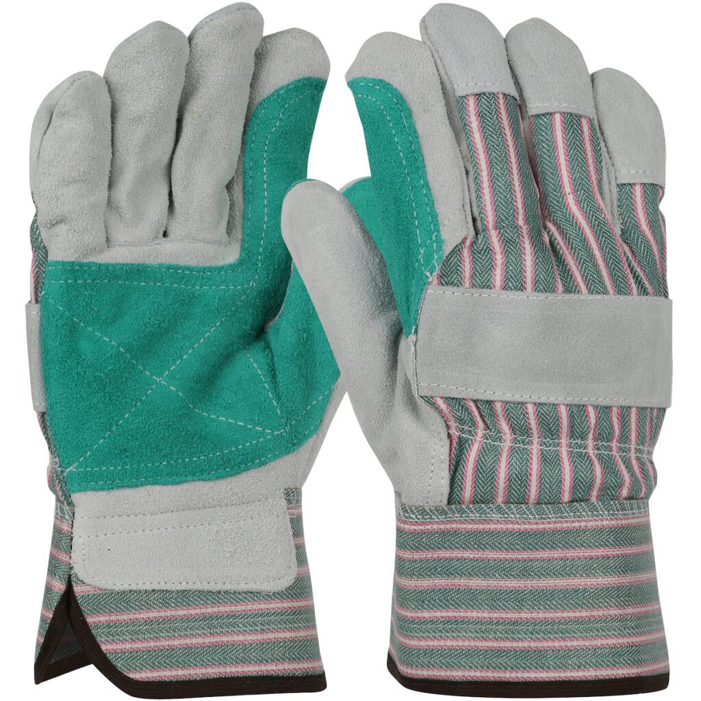 PIP® Premium Grade Split Cowhide Leather Double Palm Glove with Canvas Back and Aramid Stitching - Rubberized Safety Cuff