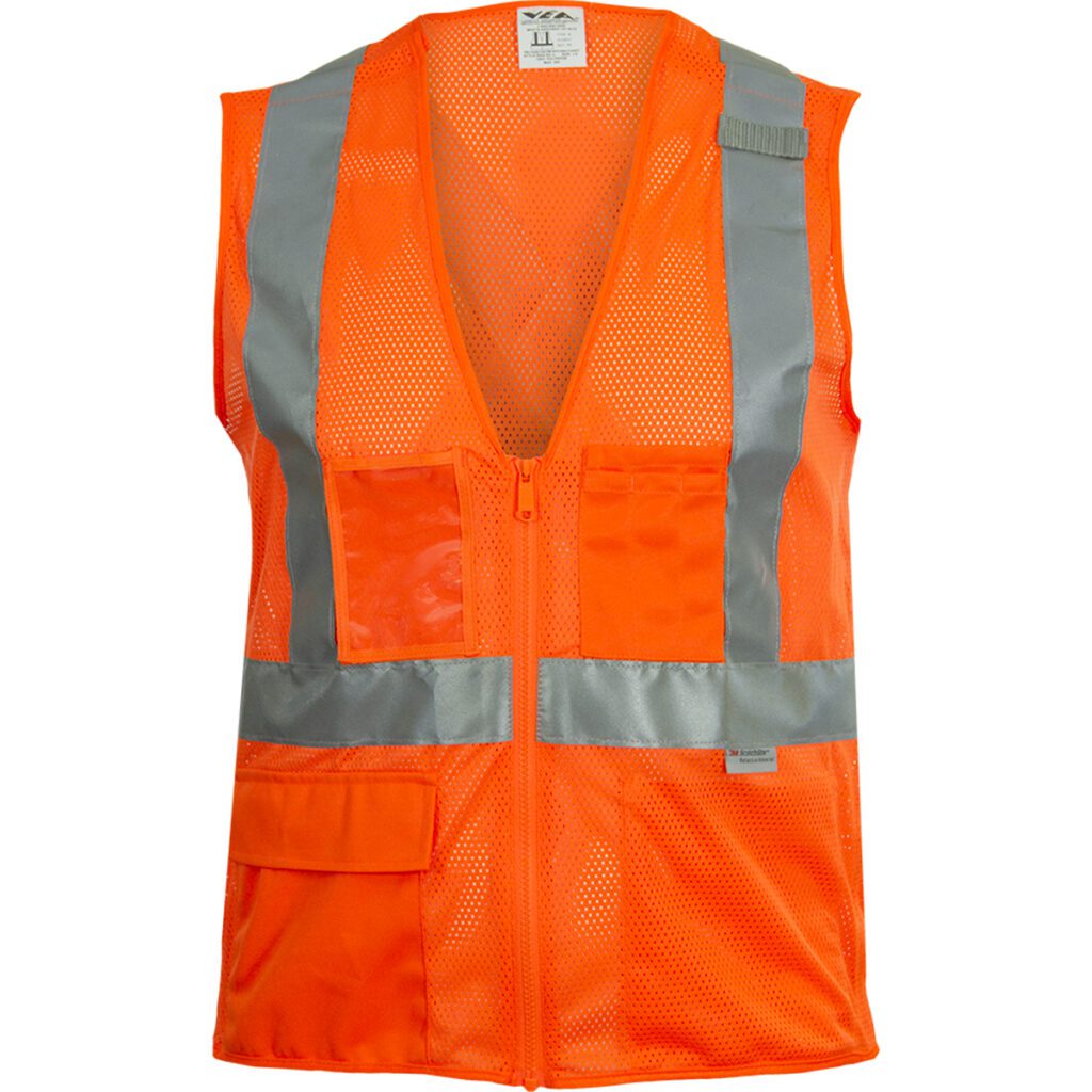 PIP ANSI Type R Class 2 Seven Pocket Mesh Breakaway Vest with X-Back