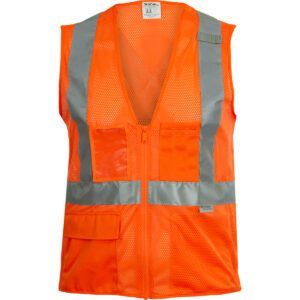 PIP ANSI Type R Class 2 Seven Pocket Mesh Breakaway Vest with X-Back