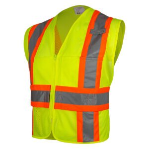 PIP ANSI Type R Class 2 Two-Tone Breakaway Mesh Vest with Adjustable Side Wrap Closure