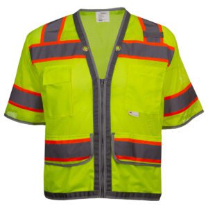 PIP ANSI Type R Class 3 Two-Tone Twelve Pocket Surveyors Vest with Contrast Trim