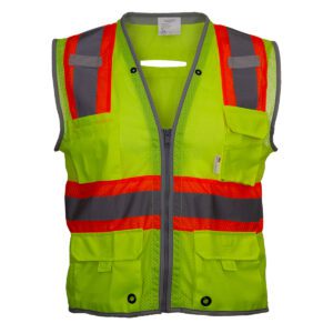 PIP ANSI Type R Class 2 Two-Tone Ten Pocket Surveyors Vest with "D" Ring Access