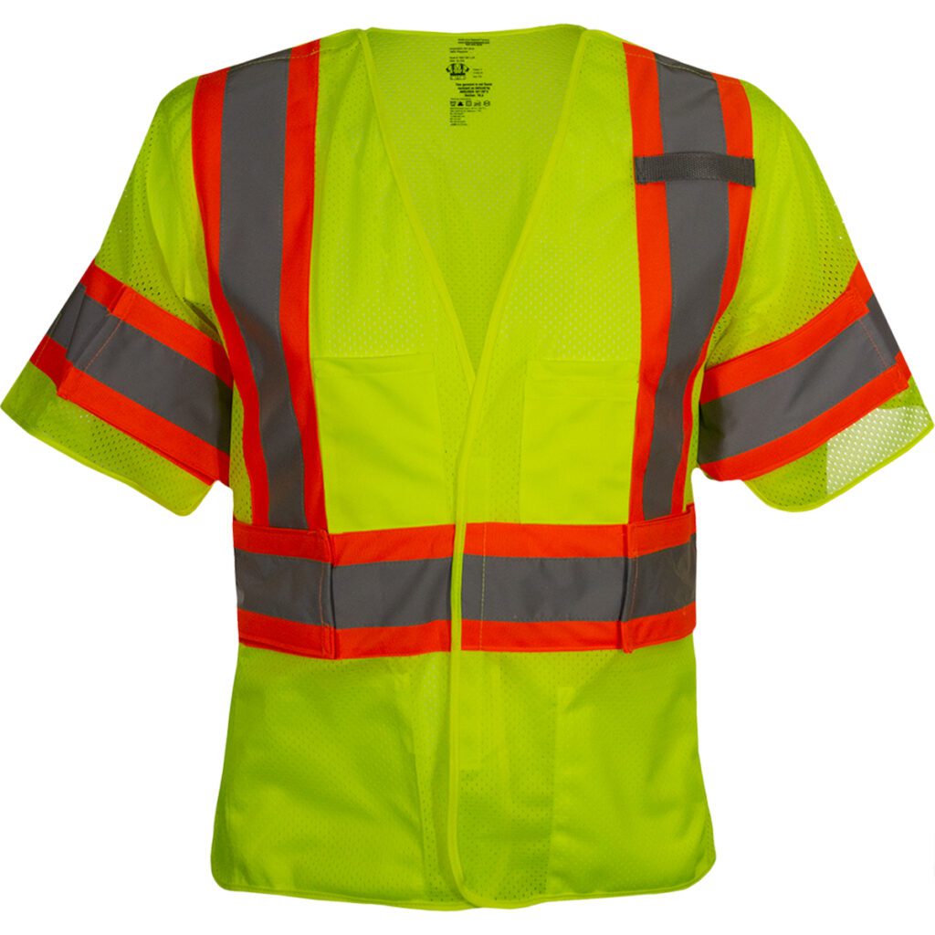 PIP ANSI Type R Class 3 Two-Tone Seven Pocket Breakaway Vest with Adjustable Side Wraps and Sleeves