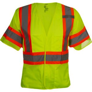 PIP ANSI Type R Class 3 Two-Tone Seven Pocket Breakaway Vest with Adjustable Side Wraps and Sleeves