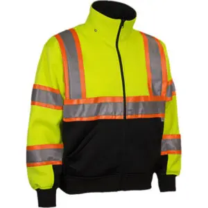 PIP ANSI Type R Class 3 Two-Tone Full Zip Hooded Sweatshirt with Black Bottom and Removable Hood - Systems Gear