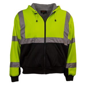 PIP ANSI Type R Class 3 Full Zip Hooded Sweatshirt with Black Bottom - Systems Gear