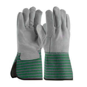 PIP® Superior Grade Split Cowhide Leather Palm Glove with Full Leather Back - Rubberized Gauntlet Cuff