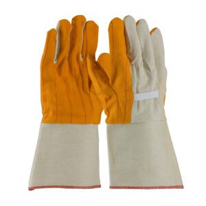 PIP® Premium Grade Chore Glove with Double Layer Palm, Canvas Back and Nap-Out Finish - Rubberized Gauntlet Cuff