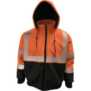 PIP ANSI Type R Class 3 Heavy-Duty Water-Resistant ProDuck Bomber™ Jacket with Breakaway Snap Off Hood