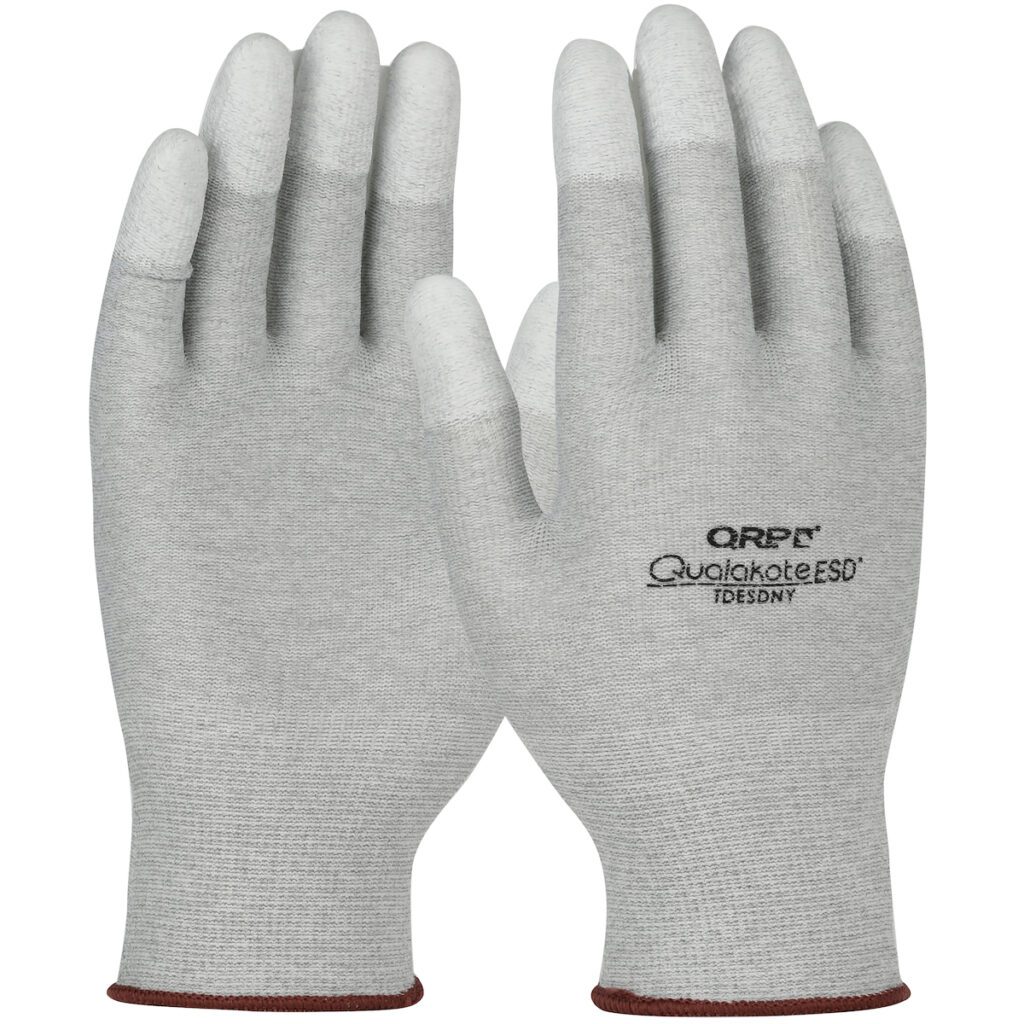 PIP Seamless Knit Nylon/Carbon Fiber 15 Gauge Electrostatic Dissipative (ESD) Glove with Polyurethane Coated Grip on Fingertips