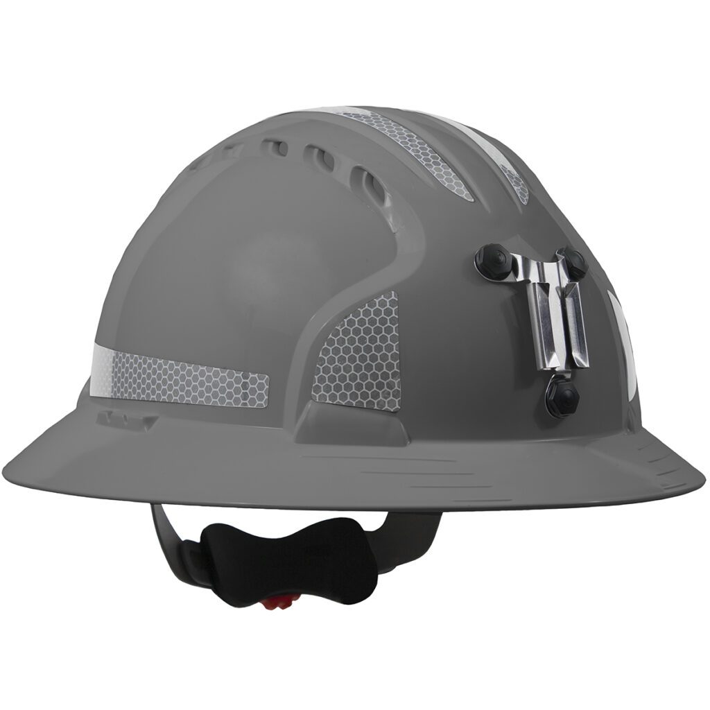 PIP JSP® Evolution® Deluxe 6161 Full Brim Mining Hard Hat with HDPE Shell, 6-Point Polyester Suspension, Wheel Ratchet Adjustment and CR2 Reflective Kit
