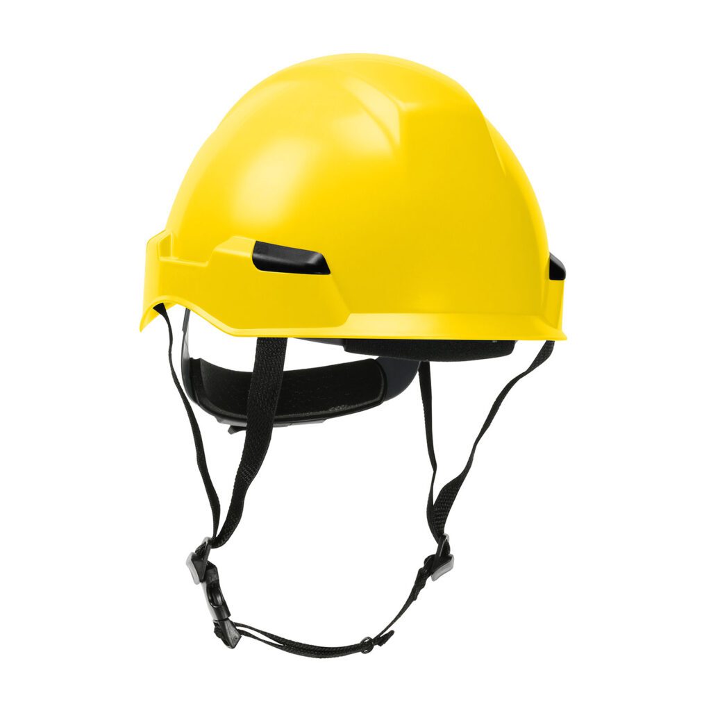 PIP® Rocky™ Industrial Climbing Helmet with Polycarbonate / ABS Shell, Hi-Density Foam Impact Liner, Nylon Suspension, Wheel Ratchet Adjustment and 4-Point Chin Strap