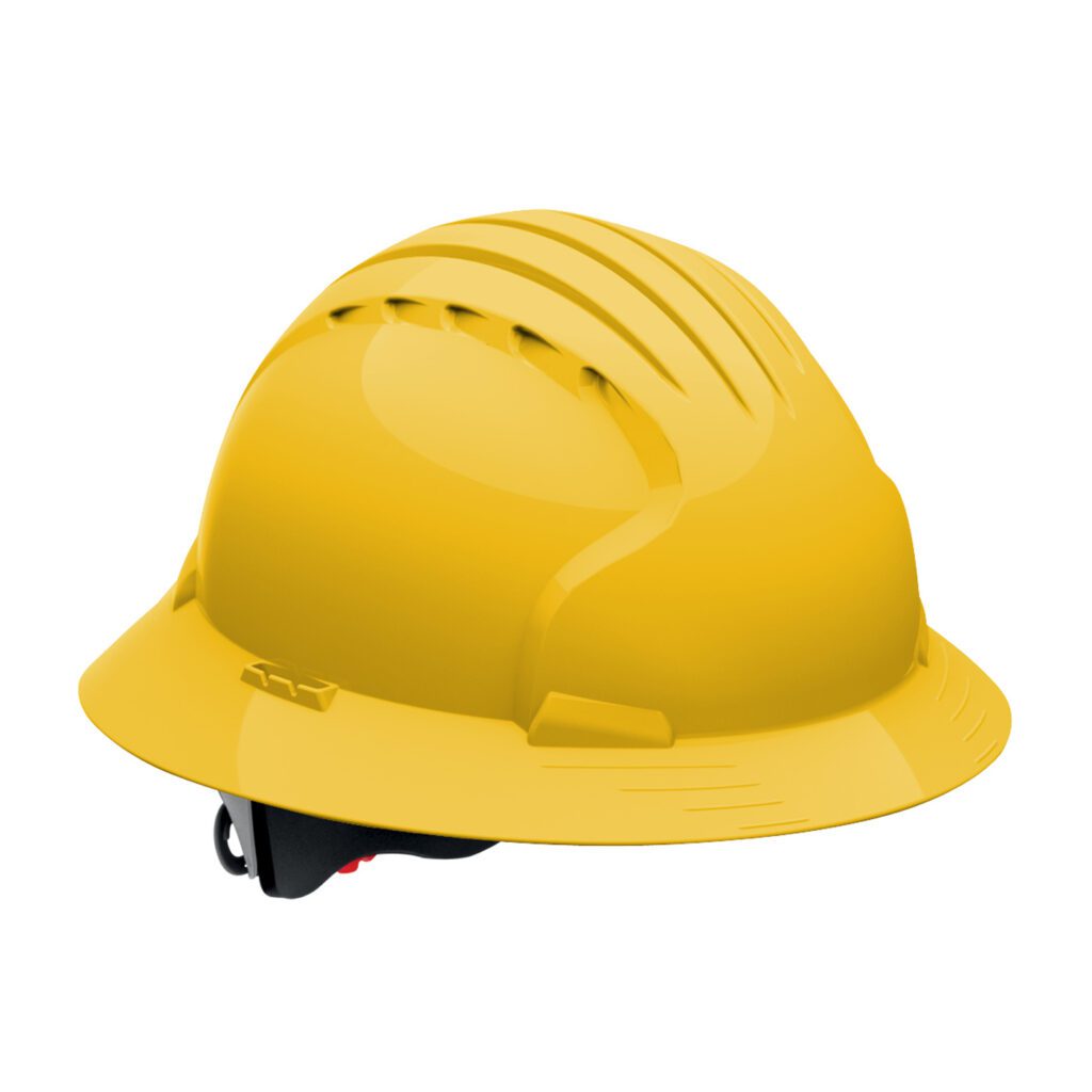 PIP JSP® Evolution® Deluxe 6161 Full Brim Hard Hat with HDPE Shell, 6-Point Polyester Suspension and Wheel Ratchet Adjustment