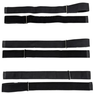 Kemp USA Premium Hook & Loop Spineboard Straps with Metal Ends, Black (Set of 3)