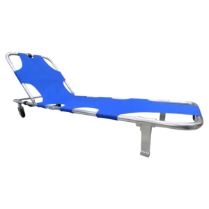 Kemp USA Folding Stretcher with Wheels, Blue Oxford Weave Fabric