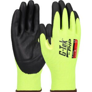 PIP G-Tek® Paradox™ Hi-Vis Seamless Knit PolyKor® Blended Glove with Foam Nitrile Coated Grip on Palm & Fingers - 21 Gauge - Touchscreen