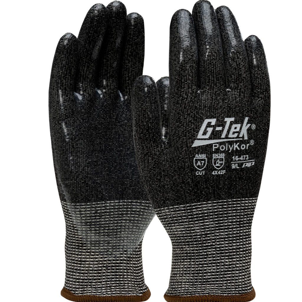 PIP G-Tek® PolyKor® Seamless Knit PolyKor® Blended Glove with Silicone Coated Flat Grip on Palm & Fingers