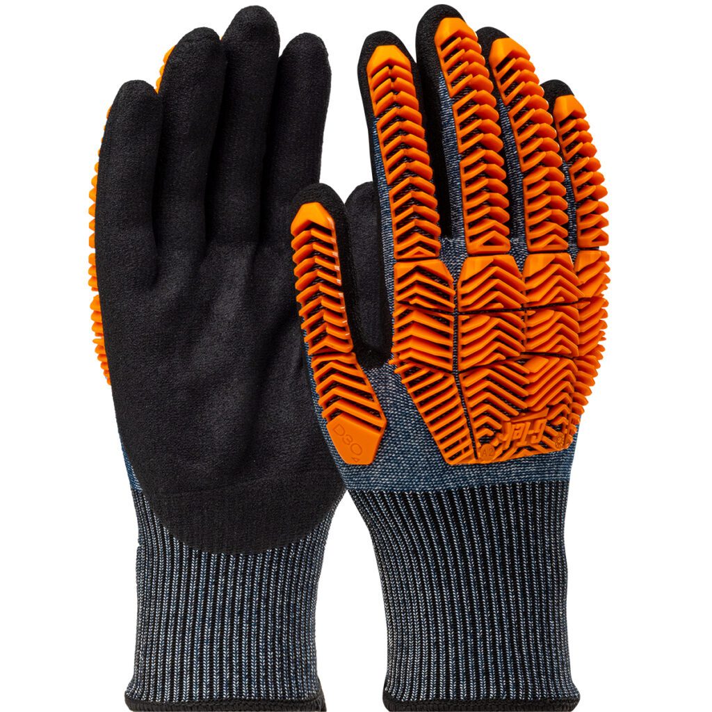 PIP G-Tek® PolyKor® Seamless Knit PolyKor® Blended Glove with D3O® Impact Protection and Nitrile MicroSurface Coated Palm & Fingers