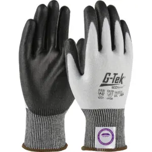 PIP G-Tek® ECO Series™ Seamless Knit A2 Dyneema® Phoenix Blended Glove with Polyurethane Coated Flat Grip on Palm & Fingers