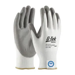 G-Tek® 3GX® Seamless Knit A4 Dyneema® Diamond Blended Glove with Polyurethane Coated Flat Grip on Palm & Fingers