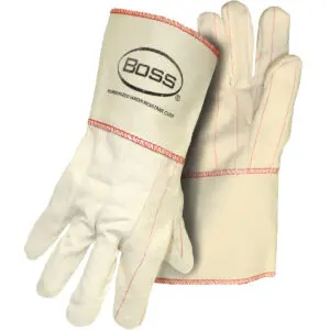 PIP Boss® Premium Grade Chore Glove with Double Layer Palm, Cotton Back and Nap-Out Finish - Rubberized Gauntlet Cuff