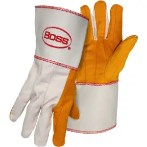 PIP Boss® Premium Grade Chore Glove with Double Layer Palm, Cotton Back and Nap-Out Finish - Plasticized Gauntlet Cuff
