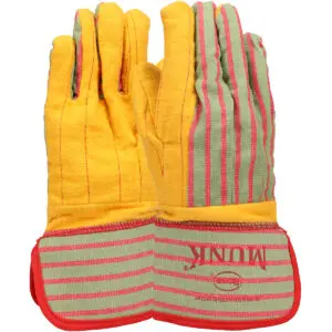 PIP Boss® Regular Grade Chore Glove with Double Layer Palm, Cotton Back and Nap-Out Finish - Rubberized Safety Cuff