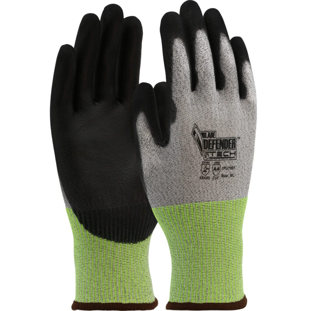 PIP G-Tek® PolyKor® Blade Defender™ Seamless Knit PolyKor Blended Glove with Polyurethane Coated Flat Grip on Palm & Fingers - Touchscreen