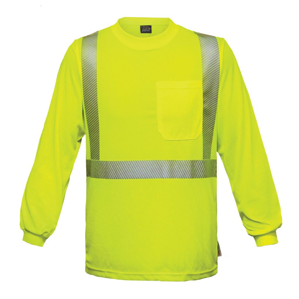 PIP Reflective Apparel™ ANSI Type R Class 2 Long Sleeve Moisture Wicking T-Shirt with 3M™ Scotchlite™ Comfort Trim and UPF 35 Sun Protection