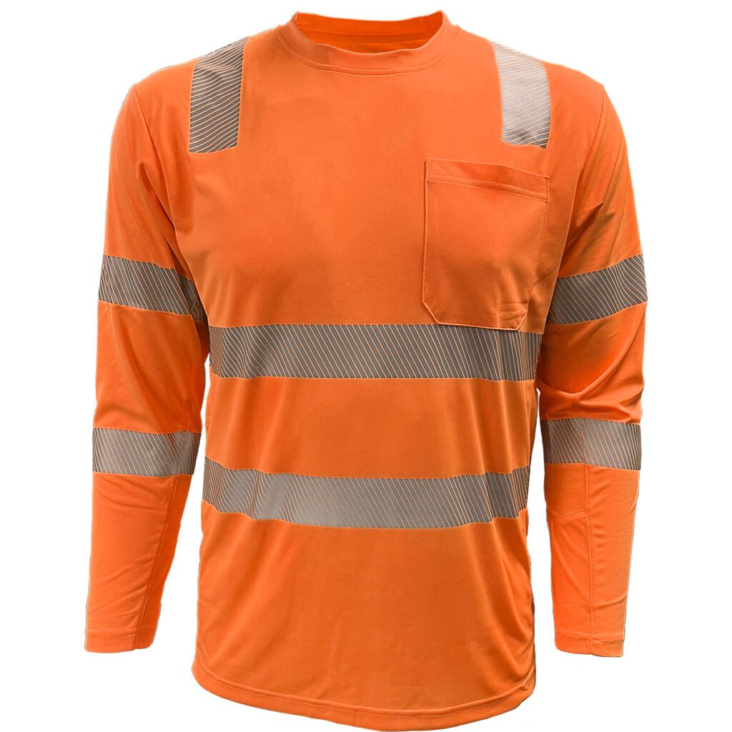 PIP Reflective Apparel™ EcoChill ANSI Type R Class 3 EcoChill Long Sleeve T-Shirt with Coolmax® Technology and UPF 50+ Sun Protection