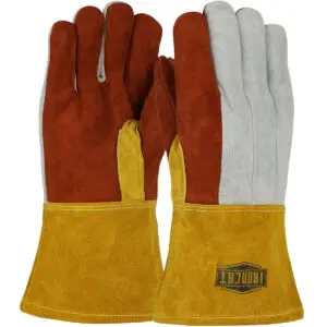 PIP Ironcat® Premium Heavy Split Cowhide 14" Foundry Glove with Cotton Lining and DuPont™ Kevlar® Stitching - Leather Gauntlet Cuff