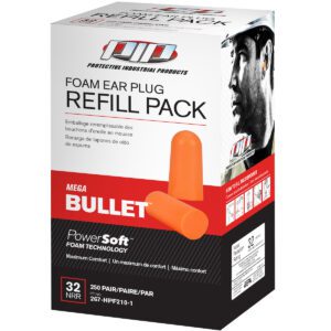 PIP® Mega Bullet™ Disposable Soft Polyurethane Foam Ear Plugs - Dispenser Refill Pack