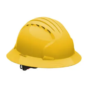 PIP JSP® Evolution® Deluxe 6161 Vented, Full Brim Hard Hat with HDPE Shell, 6-Point Polyester Suspension and Wheel Ratchet Adjustment