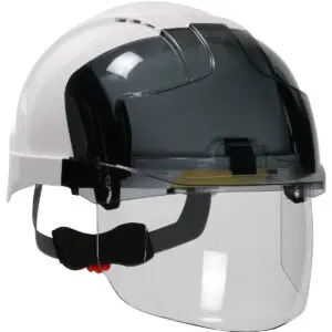 PIP JSP® EVO® VISTAshield™ Type I, Vented Industrial Safety Helmet with Lightweight ABS Shell, Integrated ANSI Z87.1 Faceshield, 6-Point Polyester Suspension and Wheel Ratchet Adjustment