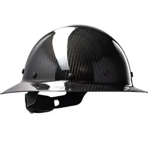 PIP® Wolfjaw™ Full Brim Smooth Dome Hard Hat with Glossy Carbon Fiber Shell, 8-Point Riveted Textile Suspension and Wheel-Ratchet Adjustment